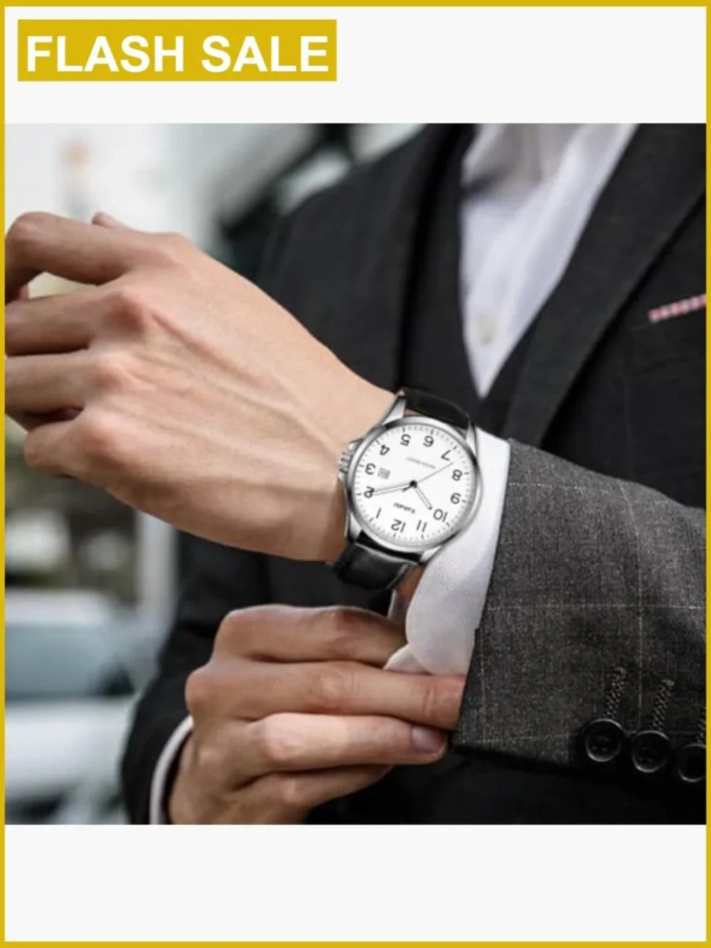 Waterproof Quartz Analog Wrist Watch Leather Strap Minimalist